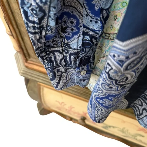 Etro Navy Paisley Cotton Shirt Italy 46 - Picture 3 of 5
